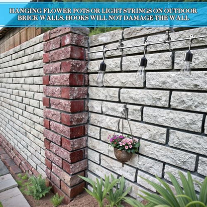 Lewufe Stainless Steel Brick Wall Clips, Brick Hooks Clamp Outdoor Heavy Duty 1-3/4" to 2-1/2" Brick Hook Brick Hangers No Drill, 6 Packs