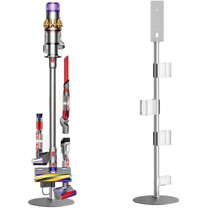 Lasvea Height-Adjustable Vacuum Stand for Dyson V7 V8 V9 V10 V11 V15 Gen5,Stainless Steel Holder with 4 Clips & 9 Accessory Storage,Tool-Free Assembly