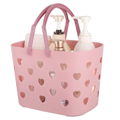 Portable Shower Caddy with handle Plastic Shower Basket Organizer, Pink | Bathroom Caddy Storage Tote Cleaning Supply Caddy for College Dorm, Kitchen, Pantry, Garage
