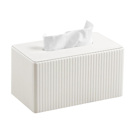 Extra Large Tissue Box Cover Rectangle, Ivory (Ivory | Faux Leather)