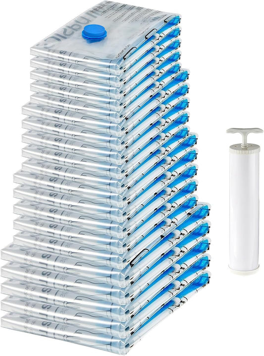 Vacuum Storage Bags with Hand Pump for Travel, Spa... (Clear)
