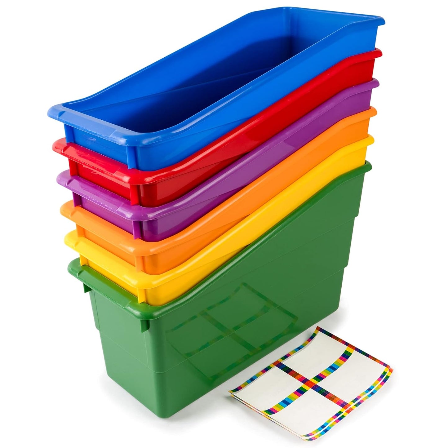 Really Good Stuff Durable Book and Binder Holder, 6-Pack, Group Color | 5.5" x 12.5" x 7.5", Classroom Organization, Storage Solution, Sturdy and Versatile