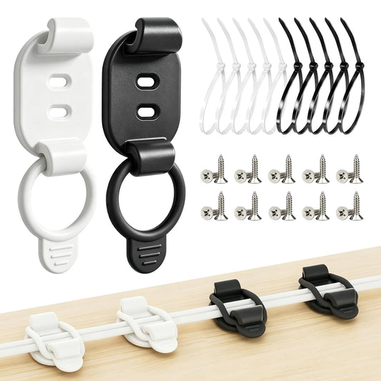 10 Sets Adjustable Cable Management Clips, Self Ad... (White&Black)