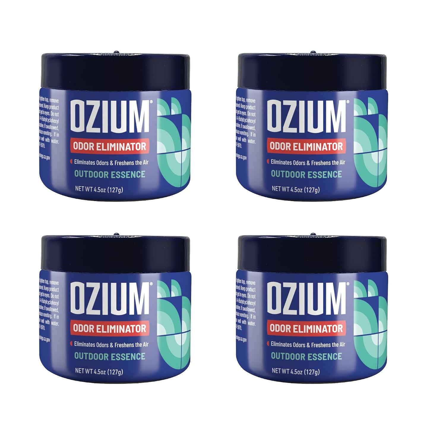 Ozium 4.5 Oz. Odor Eliminating Gel, Air Freshener Alternative | For Smoke, Pets, Musty Odors, Long Lasting Odor Remover for Cars, Homes, Outdoor Essence, 4 Pack