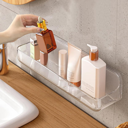Acrylic Wall Mounted Shower Caddy, Large, Adhesive Bathroom Shelves | 4D" x 12.8"W x 3.3"H, No Drilling Acrylic Shelf, Adhesive Shelf, Bathroom Shelves with Adhesives for Bathroom, Kitchen