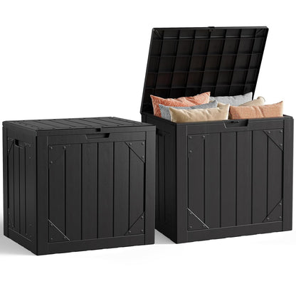Outdoor Storage Box,30 Gallon Deck Box Outdoor Storage Bench Outside Waterproof Resin Storage Bench, Lockable Patio Cushions, Garden Tools Storage For Furniture, UV Resistant Black