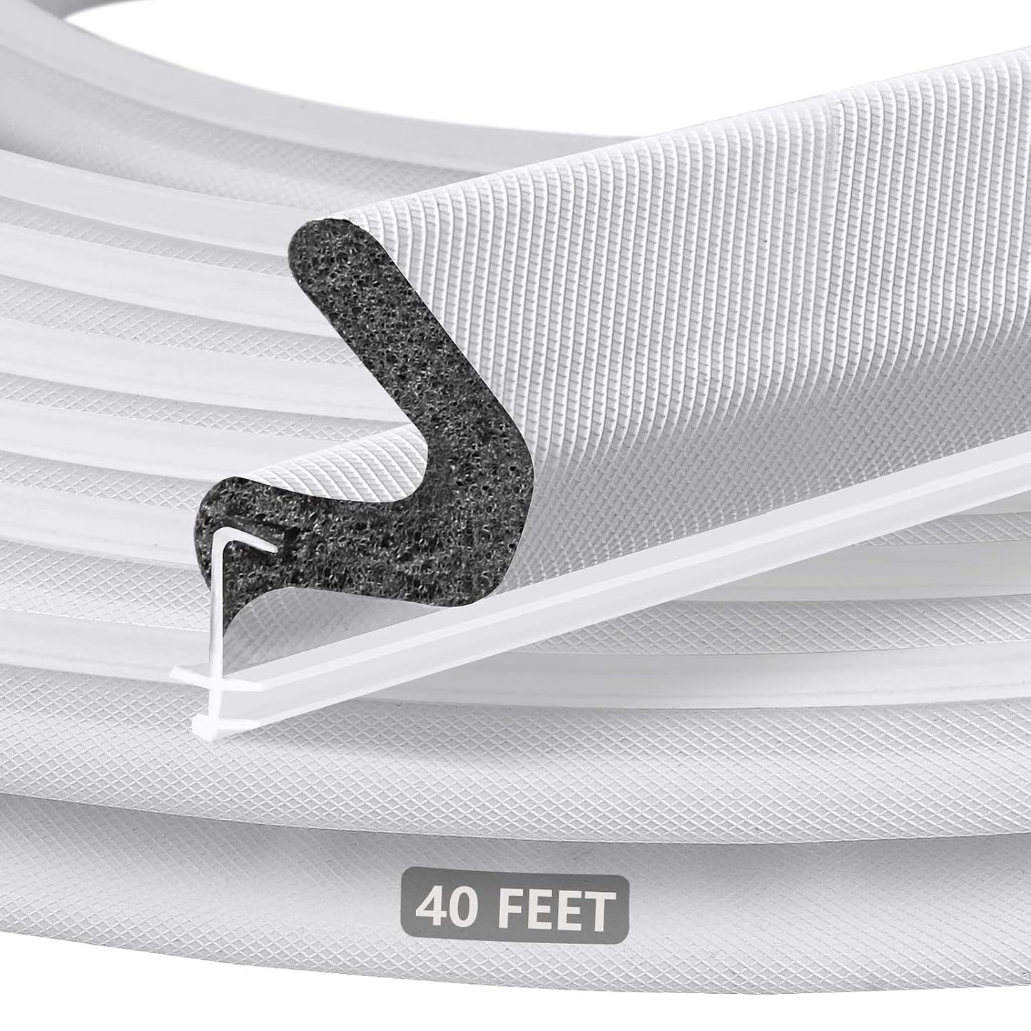 40 ft Kerf Weather Stripping Door Seal for Exterior Doors, White | Press-in kerf seal for grooved door frames is not self-adhesive, replaces worn seals, and helps reduce drafts and energy loss