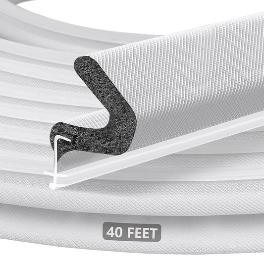 40 ft Kerf Weather Stripping Door Seal for Exterio... (White)