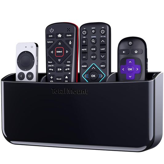 TotalMount Drop-Free Remote Holder – Removable Adhesive Strips – XL Black | Designed in the USA – Simply Put the Remotes In – No Tricky Magnet Alignment Needed (Holds 3 or 4 Remote Controls)
