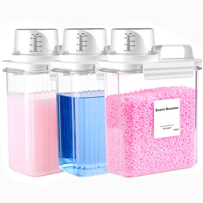 64 OZ Laundry Detergent Dispenser, Liquid Laundry Soap Dispenser, Fabric Softener Dispenser, Scent Booster/Laundry Powder Holder & Container, Laundry Room Organization and Storage, 3PACK