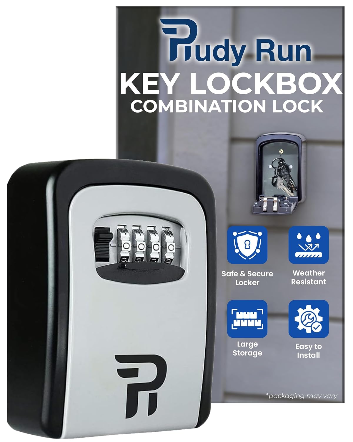 Key Lock Box for Outside – Large Outdoor Lockbox for Keys with Code, 4-Digit Combination Hidden Safe to Hide a Key Outside, Wall Mounted Key Storage for Home, Airbnb, 1 Pack