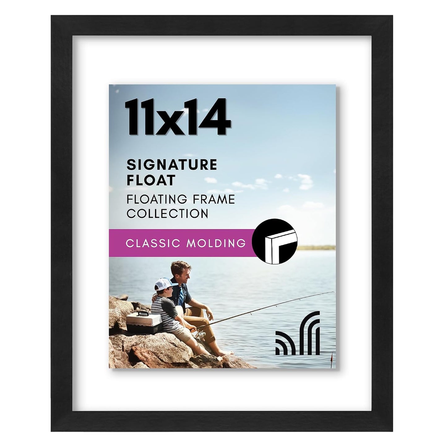 11x14 Floating Picture Frame with Polished Crystal... (Black)