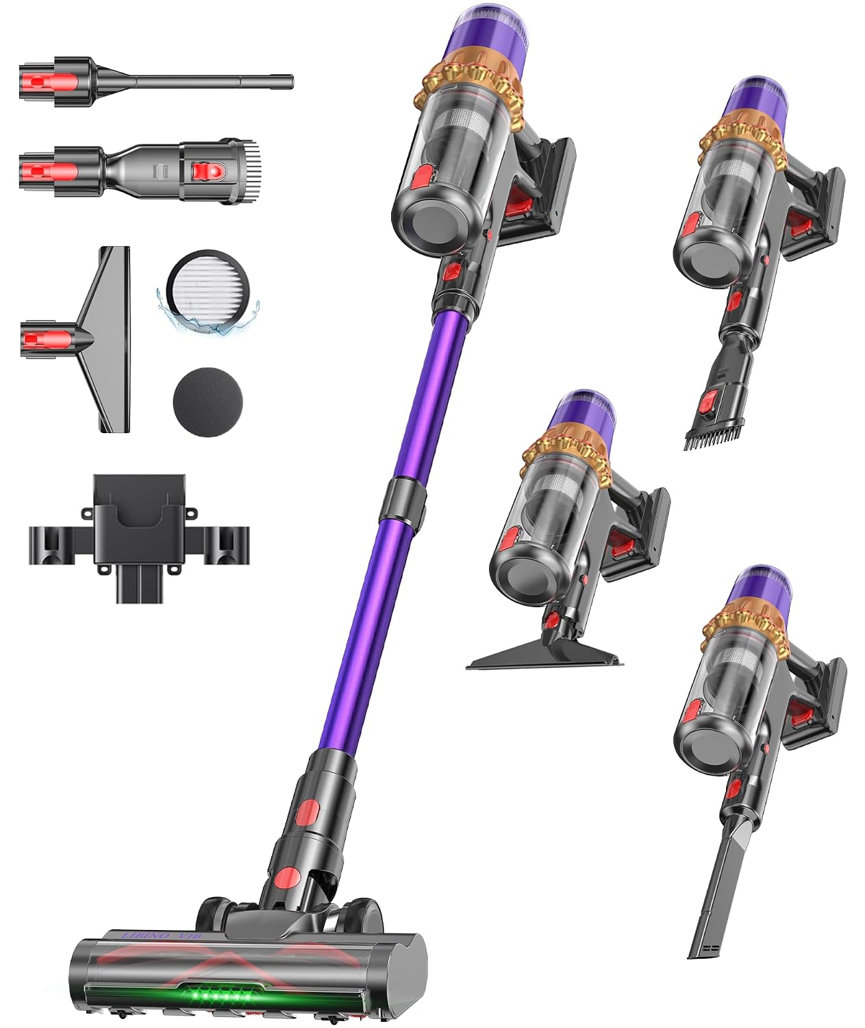 Cordless Vacuum Cleaner,650W 55KPA 70Mins Wireless Stick Vacuum Cleaners | Rechargeable Vacuum with Green Light,Powerful Anti-Tangle Vacuum for Home Carpet Hardwood Floors,Purple