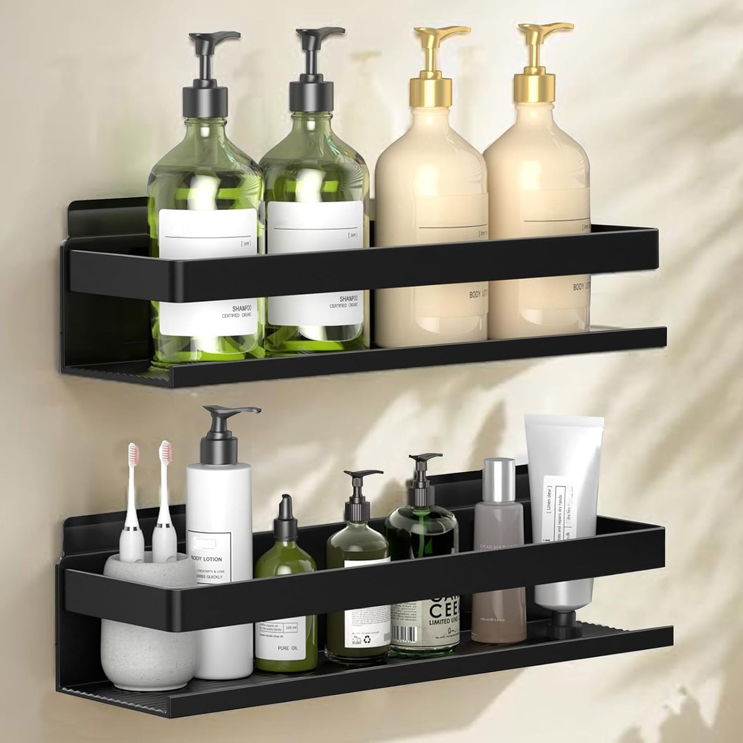 Aluminum Shower Caddy 2-Layers (11.8in) No Drill Shower Shelves | Bathroom Shower Shelf Rust-proof , No Drilling Required, Suitable for Bathroom Storage and Home Decoration