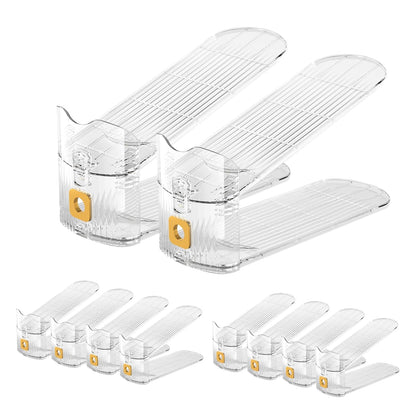 CiBiZi Shoe Slots Organizers 10Pack Shoe Stacker Adjustable Space Saver 50% Shoe Rack Holder Oraganizers for Closet Cabinet Storage Clear