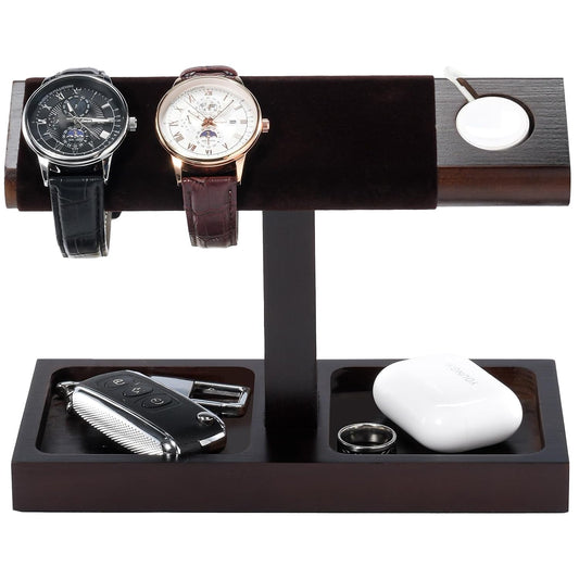 ProCase Wood Watch Display Stand Holder for Men, Fathers Day Gift for Dad, Wristwatch Tower with T-Bar Design, Hanging Watch Rack, Wooden Wrist Watch Tree