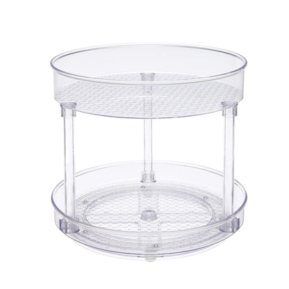 Amazon Basics Lazy Susan Turntable Organizer for Spices and Condiments, 9" Diameter, 2 Tier, Clear