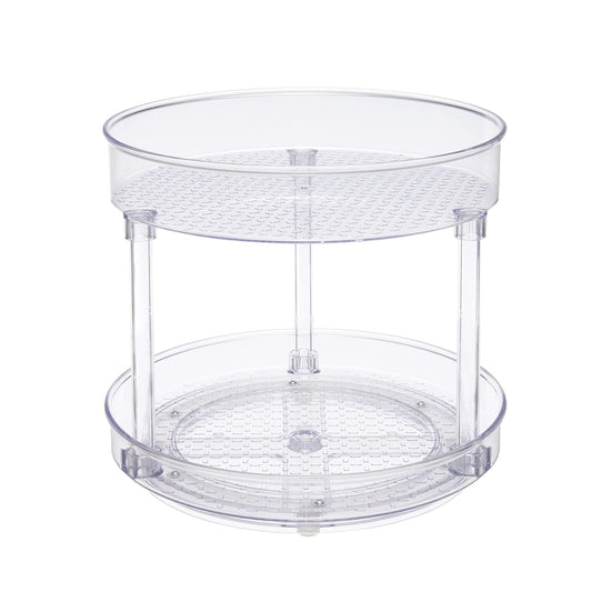 Amazon Basics Lazy Susan Turntable Organizer for Spices and Condiments, 9" Diameter, 2 Tier, Clear