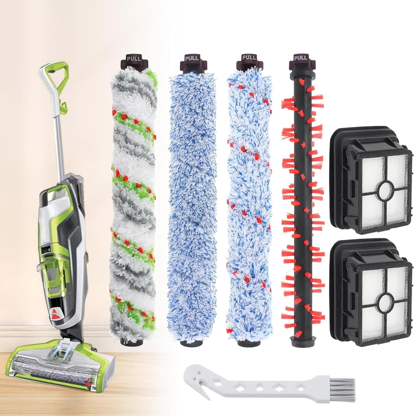 Replacement Parts for Bissell CrossWave Vacuum 1785A 2306A 1785R 1785 2306 | Brush Roll 1868 and Replacement Filters 1866, Compare to Part 1608683, 160-8683, 1608684
