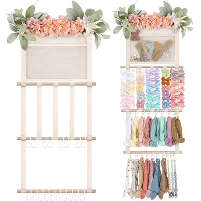 POVETIRE Headband Holder Hair Bows Organizer for Girls, Hair Accessories Display Storage Wall Hanging Decor for Baby Nursery Toddler Girls Room