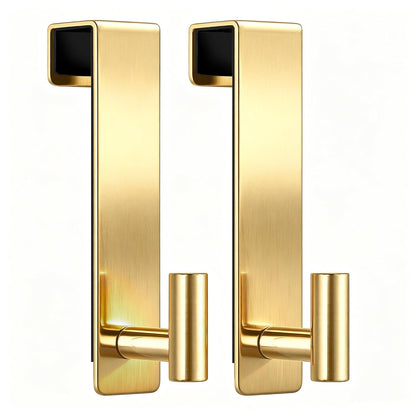 WUIVIUT Over Door Hooks - Non-Slip Dots Door Hanger, Towel Hook for Robe,Heavy Duty Rack Bathroom Hook (Gold, T Shape 2 Pack, Fits 1-3/4'' Thick)