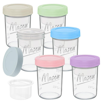 16oz Overnight Oats Containers with Lids, 6 Pack Glass Mason Jars
