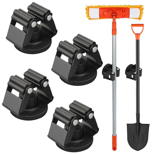 MUTUACTOR Magnetic Broom Holder,4PCS Anti-Slip Magnetic Mount Storage Broom Holders with Rubber Grippers,12lbs Heavy Duty Magnetic Tool Holder for Work Garage Laundry Kitchen RV Van Accessories