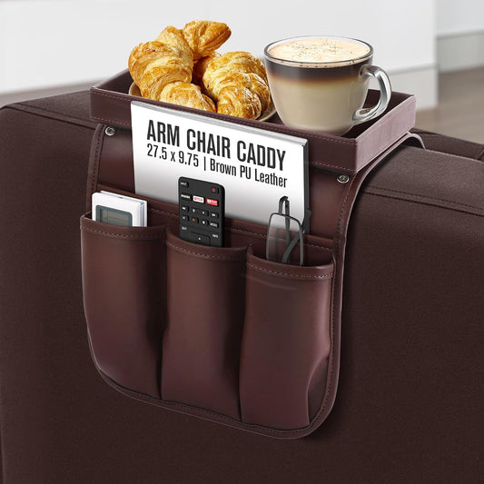 Armchair Caddy, Recliner Accessories, Armrest Orga... (Brown)