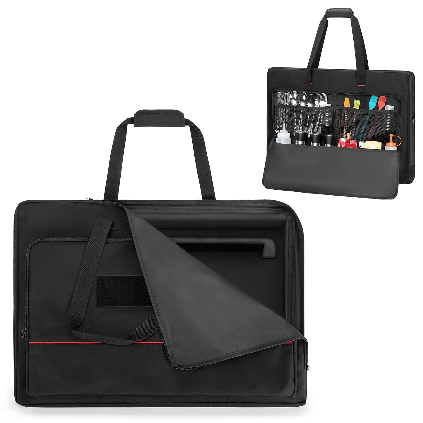 HODRANT Full-Size Griddle Storage Bag ith Pockets & Handles | Padded Flat Top Cover Compatible with Weber Spirit 300 Series & Genesis 300 Series Griddle, for Camping & Travel, Bag Only