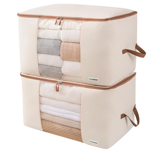 Canvas Storage Bags Designer Organizer for Comfort... (2 Count | Ivory | Canvas)