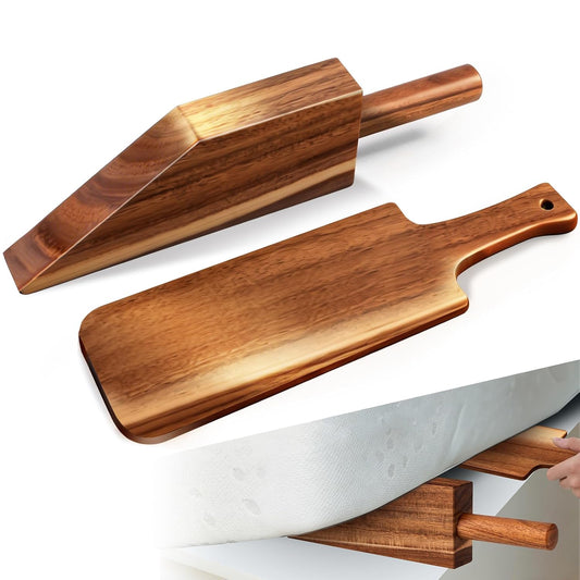 2PCS Mattress Lifter and Bed Sheet Tucker Tool Set, Upgraded Acacia Wood | Mattress Lifter Wedge and Bed Maker Tool, Reusable, Comfort Grip and Lever-Action Lift for Tuck Sheets or Bed Skirts