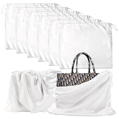 6 Pack 19.6 x 15.7 in Dust Bags for Purses and Handbags | Silk Cloth Bag With Drawstring Dust Bags for Storage Handbag, Purse, Shoes, Boots (White)