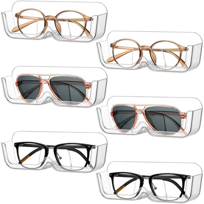 Willinglong 6 Pcs Sunglasses Wall Organizer Plastic Sunglasses Holder Display Stand Eyeglasses Storage(Clear)