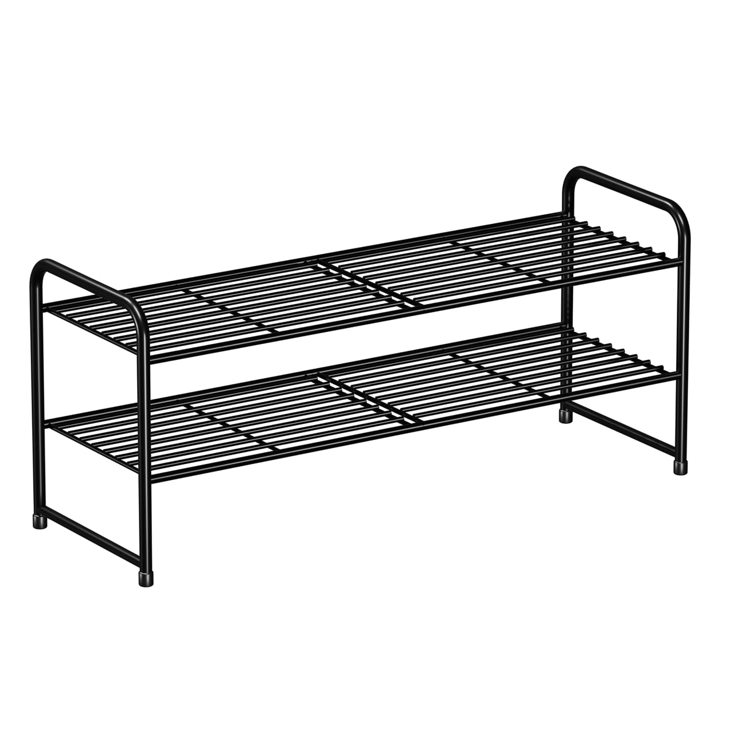 SUFAUY 2-Tier 33" Wide Shoe Rack, Closet Metal Shoe Rack Organizer Heavy Duty, Stackable, Black