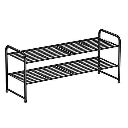 SUFAUY 2-Tier 33" Wide Shoe Rack, Closet Metal Shoe Rack Organizer Heavy Duty, Stackable, Black