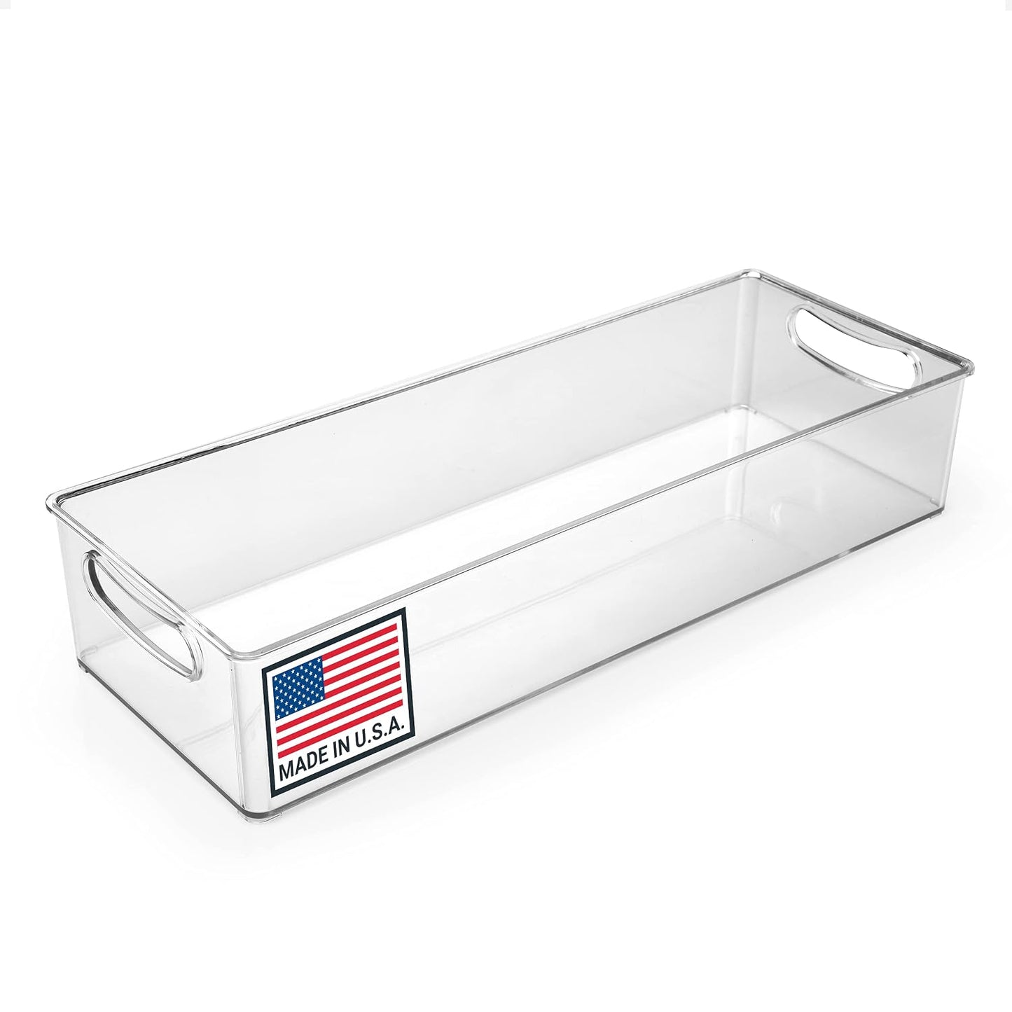 Clear Refrigerator Organizer Bin with Handles — 15... (Clear | Plastic)