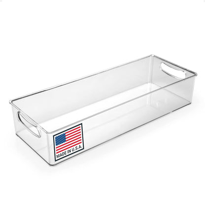 Clear Refrigerator Organizer Bin with Handles — 15... (Clear | Plastic)