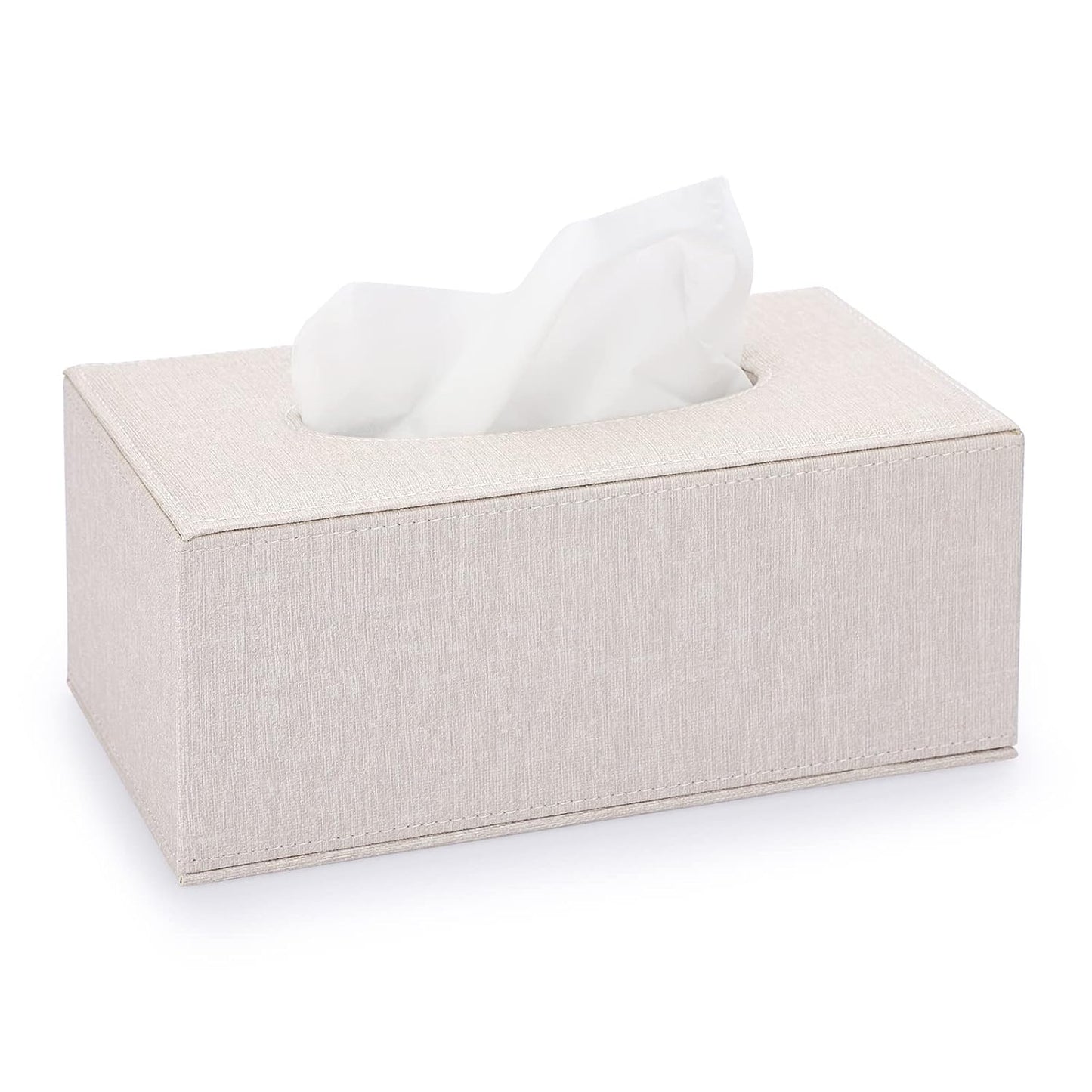 Sumnacon Tissue Box Cover Rectangle Linen Tissue Box,Stylish Tissue Box Holder with Magnetic Bottom,Decorative Tissue Cover for Bathroom Toilet Bedroom Living Room Table Desk Office, Beige