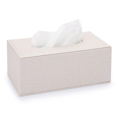 Sumnacon Tissue Box Cover Rectangle Linen Tissue Box,Stylish Tissue Box Holder with Magnetic Bottom,Decorative Tissue Cover for Bathroom Toilet Bedroom Living Room Table Desk Office, Beige