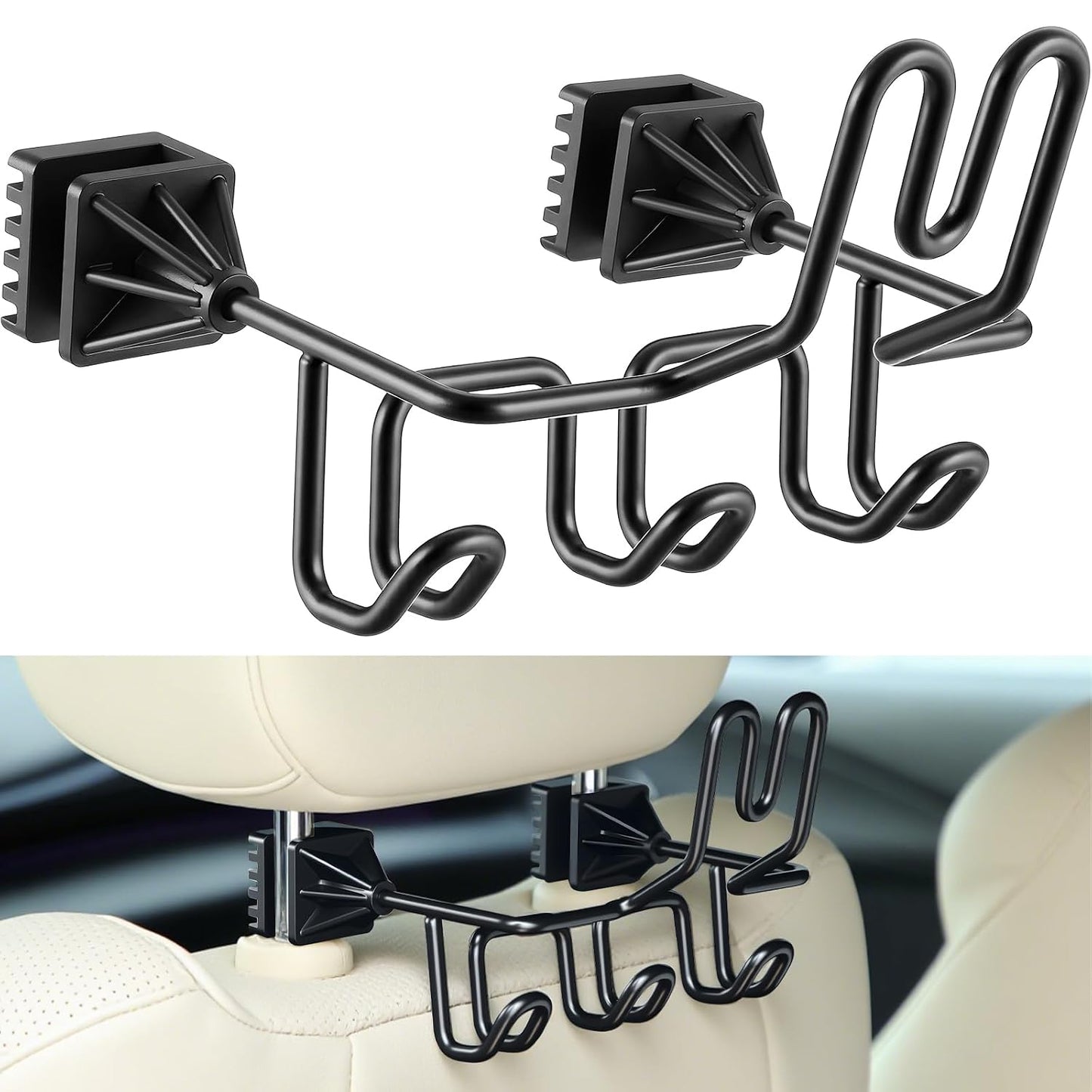 Hard Hat Holder for Truck Car Helmet Organizer, Triple Hooks, Black, 1 Pcs | Hard Hat Accessories, Car & Truck Cap, Jacket & Tool Bag Organizer, Safety Helmet Holder, Hook Rack, Work Gear Storage