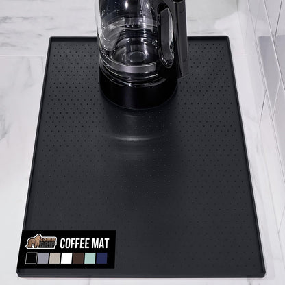 GORILLA GRIP Silicone Coffee Mat, Espresso Machine Bar Accessories, Keep Kitchen Counters Clean, Stays in Place, Waterproof and Heat Resistant Dish Drying Mats, Home Decor Essentials, 11.5x18.5, Black