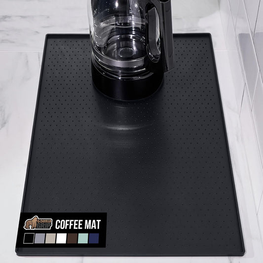 GORILLA GRIP Silicone Coffee Mat, Espresso Machine Bar Accessories, Keep Kitchen Counters Clean, Stays in Place, Waterproof and Heat Resistant Dish Drying Mats, Home Decor Essentials, 11.5x18.5, Black