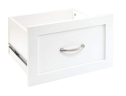 ClosetMaid SuiteSymphony Wood Closet Drawer, Add On Accessory, Shaker Style, For Storage, Closet, Clothes, 16.65” x 9.96” Size for 16 in. Units, Pure White