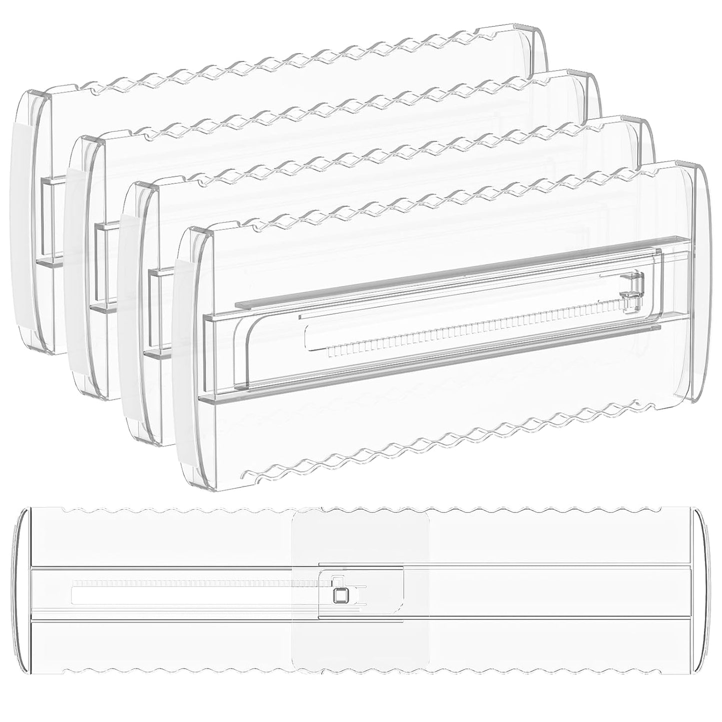 4 Pack 4" High Drawer Dividers for Clothes, 10.2"-16.5" Expandable Dresser Drawer Organizers, Adjustable Plastic Clear Drawer Separators for Kitchen, Baby Clothing, Socks, Underwear, Bedroom