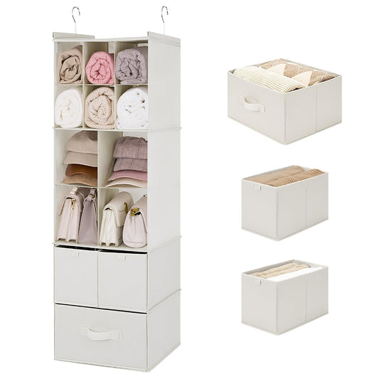Hanging Closet Organizer with Drawers, 6 Shelf Div... (Fabric)
