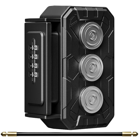 Lock Box with Magnetic Key Holder,Magnet Key Box for Under car,Hide with Combination Lock with 3xN52 Strong Magnet for Storage Indoors, Outside (Classic, Regular1)