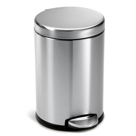 Round Step Can, 4.5L / 1.2 Gallon Compact Bathroom... (Brushed)