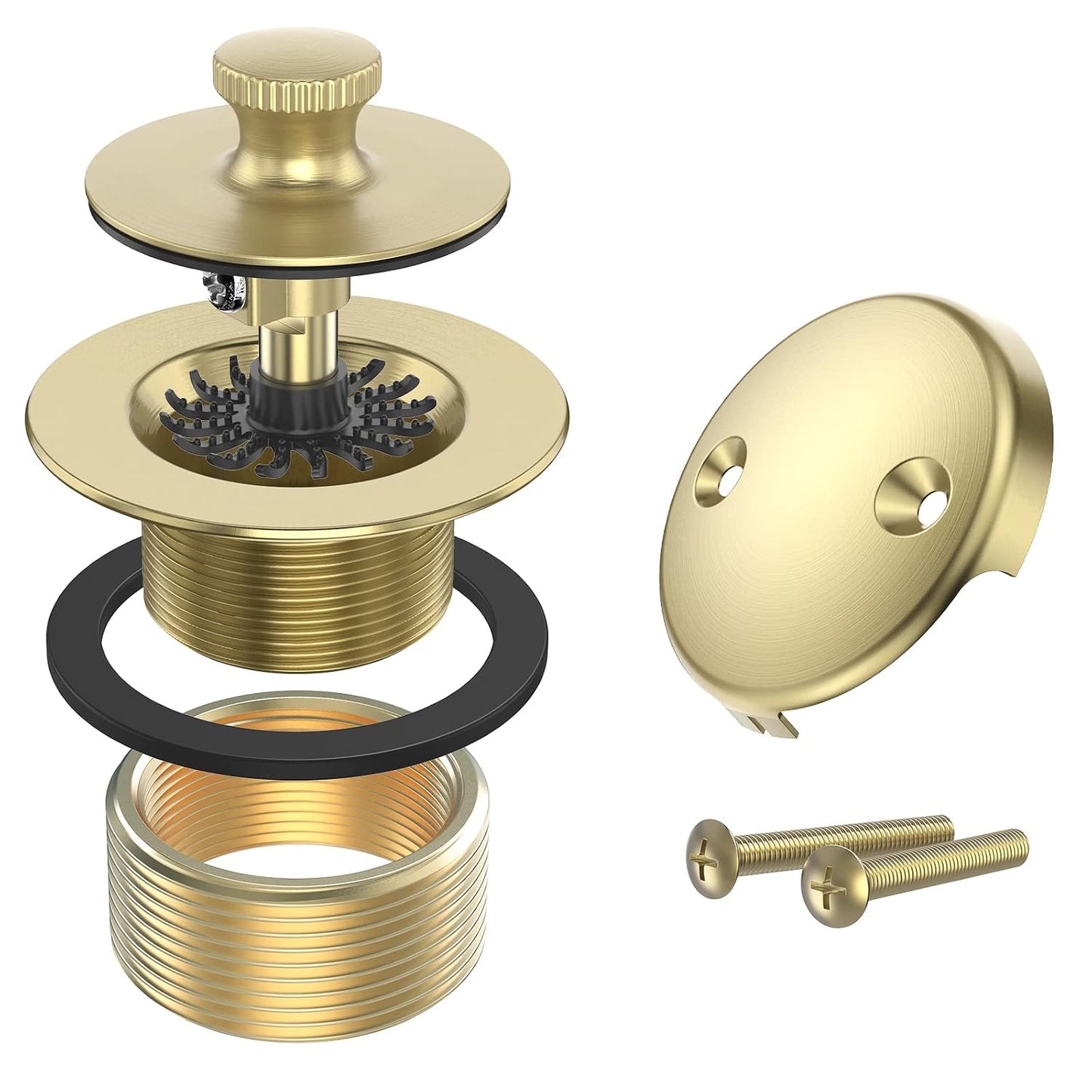 Brushed Gold Bathtub Drain Bath Tub Trim Set Conve... (Brushed Gold | Metal)