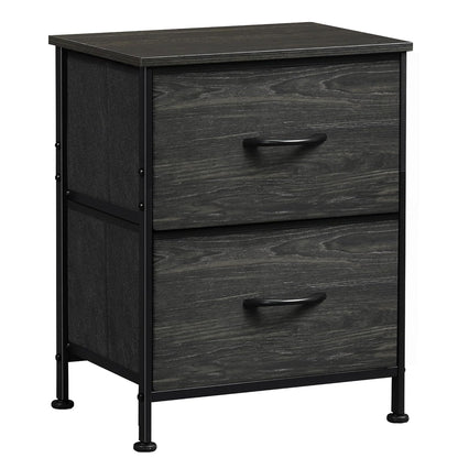 WLIVE Night Stand, Small Dresser with 2 Drawers & Wooden Top, Nightstand with Fabric Bins, Bedside Table End Table for Bedroom, Closet, Entryway, College Dorm, Charcoal Black | Nightstand with Fabric Bins, Bedside Table End Table for Bedroom, Kids Room