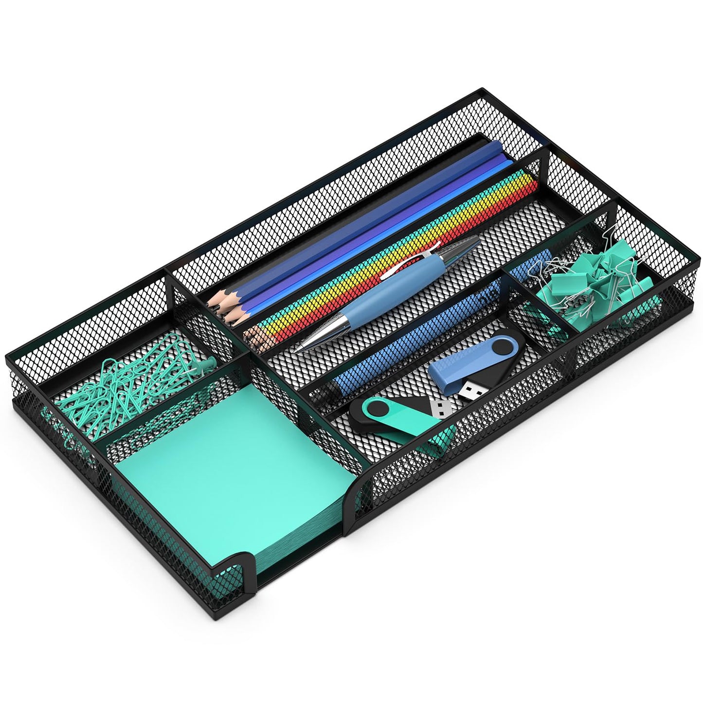 Desk Drawer Organizer, Small Metal Mesh Drawer Organizer Tray, Office Pencil Drawer Organizer Accessories for Desktop, Bathroom, Kitchen, Makeup, Vanity